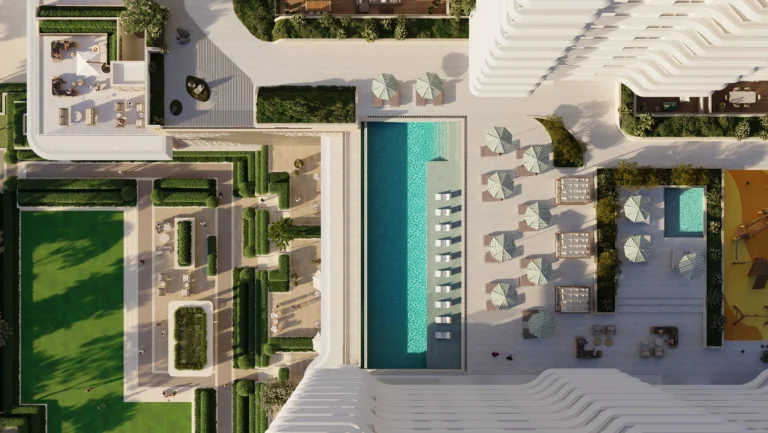 muheira at maysan community pool aerial view