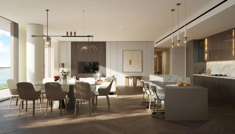 waldorf astoria residences - living and dining room interiors